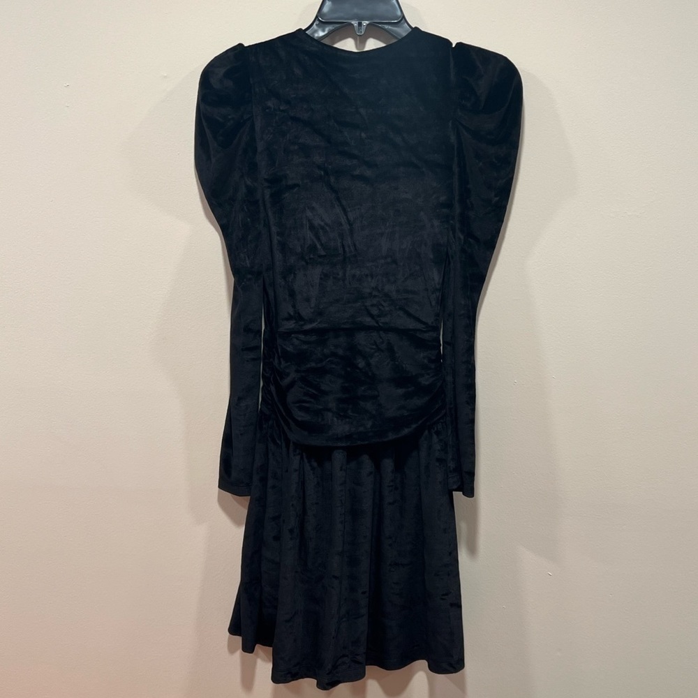 & Other Stories Puff Shoulder Long Sleeve Velvet Black Dress Romantic Goth - Picture 7 of 9
